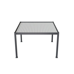 Pergola motorisée en alu gris/blanc avec lames orientable 4x4m Ombrea