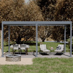 Pergola motorisée en alu gris avec lames orientable 3x6m Ombrea