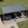 Pergola motorisée en alu gris avec lames orientable 3x6m Ombrea