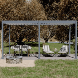 Pergola motorisée en alu gris/blanc avec lames orientable 3x6m Ombrea