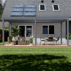 Pergola motorisée en alu gris avec lames orientable 4x6m Ombrea