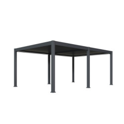 Pergola motorisée en alu gris avec lames orientable 4x6m Ombrea