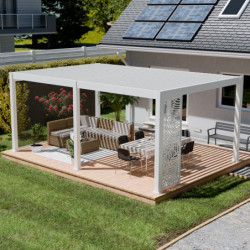 Pergola motorisée en alu blanc avec lames orientable 4x6m Ombrea