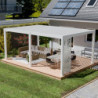 Pergola motorisée en alu blanc avec lames orientable 4x6m Ombrea