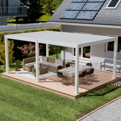 Pergola motorisée en alu blanc avec lames orientable 4x6m Ombrea