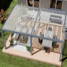 Pergola motorisée en alu gris/blanc avec lames orientable 4x6m Ombrea