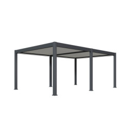 Pergola motorisée en alu gris/blanc avec lames orientable 4x6m Ombrea