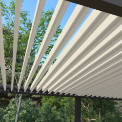 Pergola motorisée en alu gris/blanc avec lames orientable 4x8m Ombrea