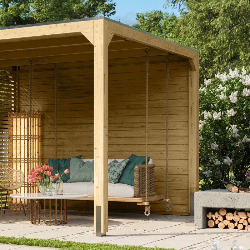 Paroi latérale pavillon 10,24m² en bois lamellé-collé Cubus - Karibu