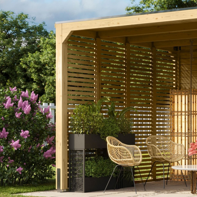 Paroi à ventelles pavillon 10,24m² en bois lamellé-collé Cubus - Karibu