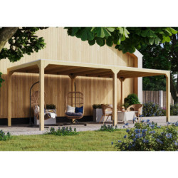 Pavillon 10,24m² en bois lamellé-collé Cubus avec 1 extension - Karibu