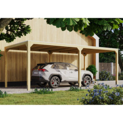 Pavillon 10,24m² en bois lamellé-collé Cubus avec 1 extension - Karibu
