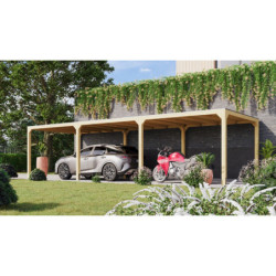 Pavillon 10,24m² en bois lamellé-collé Cubus avec 2 extensions - Karibu