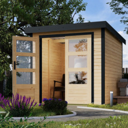 Abri de jardin 4,45m² bois brut + acier anthracite Jupiter A - Karibu