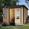 Abri de jardin 4,45m² bois brut + acier anthracite Jupiter A - Karibu