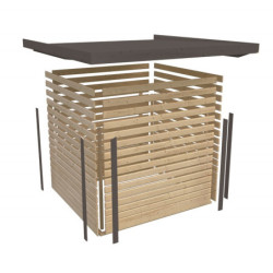 Abri de jardin 4,45m² bois brut + acier anthracite Jupiter A - Karibu