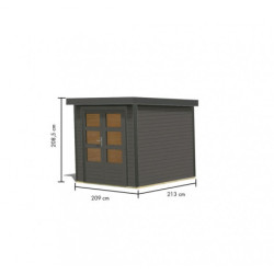 Abri de jardin 4,45m² en bois gris terre + acier anthracite Jupiter - Karibu
