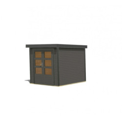 Abri de jardin 4,45m² en bois gris terre + acier anthracite Jupiter - Karibu