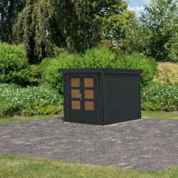 Abri 4,45m² en bois anthracite + acier anthracite Jupiter - Karibu