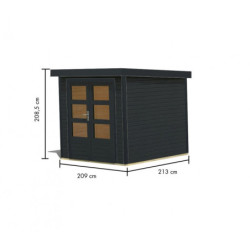 Abri 4,45m² en bois anthracite + acier anthracite Jupiter - Karibu