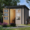 Abri 4,45m² en bois gris clair + acier anthracite Jupiter - Karibu