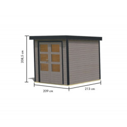 Abri 4,45m² en bois gris clair + acier anthracite Jupiter - Karibu