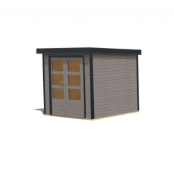 Abri 4,45m² en bois gris clair + acier anthracite Jupiter - Karibu