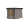 Abri 4,45m² en bois gris clair + acier anthracite Jupiter - Karibu