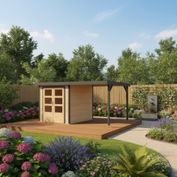 Abri de jardin 4,45m² Jupiter A - acier gris - appentis - Karibu