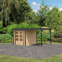 Abri de jardin 4,45m² Jupiter A - acier gris - appentis - Karibu