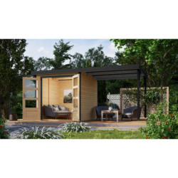 Abri de jardin 4,45m² Jupiter A - acier gris - appentis - Karibu