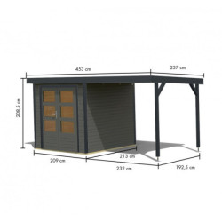 Abri de jardin 4,45m² Jupiter B - acier anthracite - appentis - Karibu