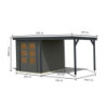Abri de jardin 4,45m² Jupiter B - acier anthracite - appentis - Karibu