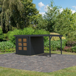 Abri de jardin 4,45m² Jupiter C - acier anthracite - appentis - Karibu