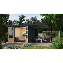 Abri de jardin 4,45m² Jupiter C - acier anthracite - appentis - Karibu