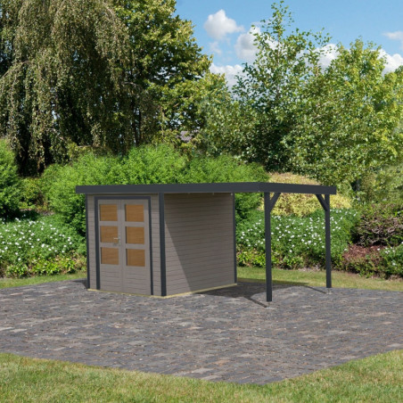 Abri 4,45m² Jupiter D - acier gris anthracite - appentis - Karibu