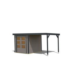 Abri 4,45m² Jupiter D - acier gris anthracite - appentis - Karibu