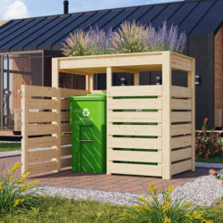 Cache poubelle en bois brut pour 2 conteneurs - Karibu