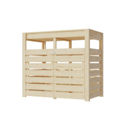 Cache poubelle en bois brut pour 2 conteneurs - Karibu