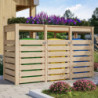 Cache poubelle en bois brut pour 3 conteneurs - Karibu