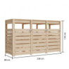 Cache poubelle en bois brut pour 3 conteneurs - Karibu