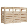 Cache poubelle en bois brut pour 3 conteneurs - Karibu