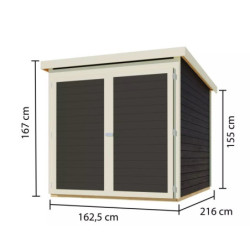 Abri à vélos avec toit plat en bois gris terre - 3,40m² - Karibu