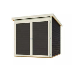 Abri à vélos avec toit plat en bois gris terre - 3,40m² - Karibu