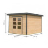Abri 7,34m² en bois brut + acier gris anthracite Pluto A - Karibu