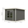 Abri de jardin 7,34m² en bois gris terre + acier blanc Pluto B - Karibu