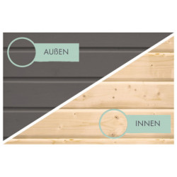 Abri de jardin 7,34m² en bois gris terre + acier blanc Pluto B - Karibu