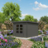 Abri 7,34m² en bois gris terre + acier gris anthracite Pluto B - Karibu