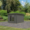 Abri 7,34m² en bois gris terre + acier gris anthracite Pluto B - Karibu