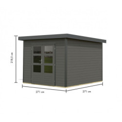 Abri 7,34m² en bois gris terre + acier gris anthracite Pluto B - Karibu
